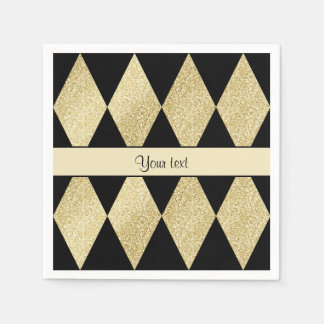 Elegante zwarte en gouden diamanten servet