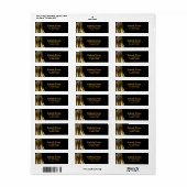 Elegante zwarte en gouden dynamische strepen etiket (Full Sheet)