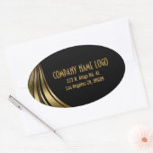 Elegante zwarte en gouden dynamische strepen ovale sticker (Envelop)