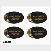 Elegante zwarte en gouden dynamische strepen ovale sticker (Vel)