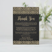 Elegante Zwarte en Gouden Foto Bedankkaart (Staand voorkant)