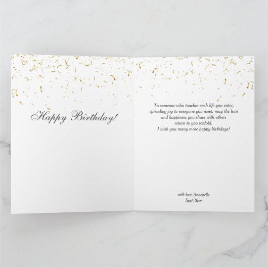 Elegante zwarte en gouden foto Vouwbare wenskaart Kaart (Binnen)