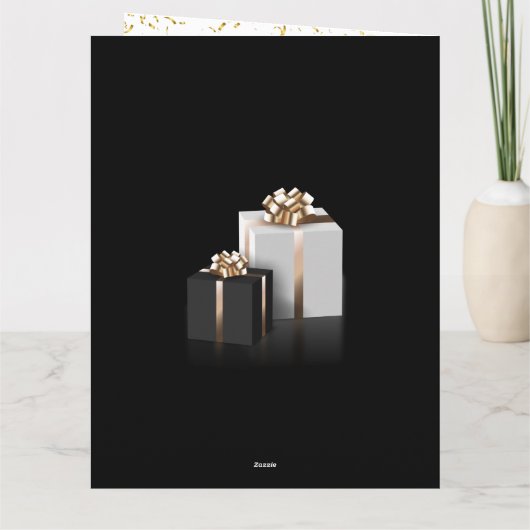 Elegante zwarte en gouden foto Vouwbare wenskaart Kaart (Achterkant)