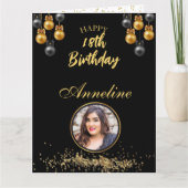 Elegante zwarte en gouden foto Vouwbare wenskaart Kaart (Voorkant)