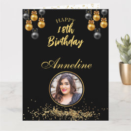 Elegante zwarte en gouden foto Vouwbare wenskaart Kaart