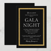 Elegante Zwarte en Gouden Galavond Kaart (Voorkant / Achterkant)