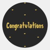 Elegante zwarte en gouden 'Gefeliciteerd' ronde st Ronde Sticker (Voorkant)