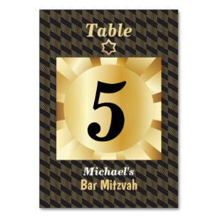 Elegante zwarte en gouden geometrische Bar Mitzvah Kaart
