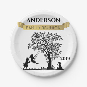 Elegante Zwarte en Gouden Gepersonaliseerde Famili Papieren Bordje