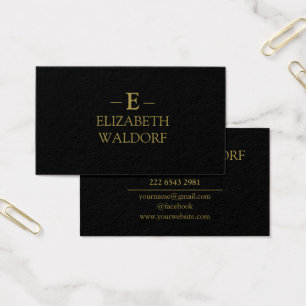 Elegante zwarte en gouden gepersonaliseerde profie visitekaartje