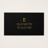 Elegante zwarte en gouden gepersonaliseerde profie visitekaartje (Voorkant)