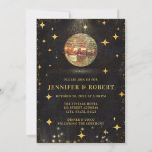 Elegante zwarte en gouden glinsterende discobollen kaart
