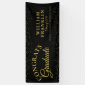 Elegante Zwarte En Gouden Glitter Afstuderen Spandoek (Verticaal)