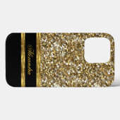 Elegante zwarte en gouden glitter Case-Mate iPhone case (Achterkant (horizontaal))