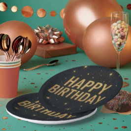 Elegante zwarte en gouden glitter gelukwens met ve papieren bordje