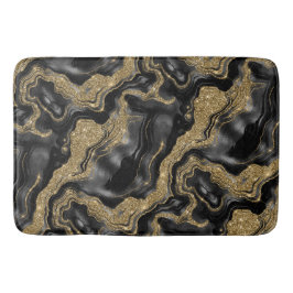 Elegante zwarte en gouden glitters agaatpatroon badmat