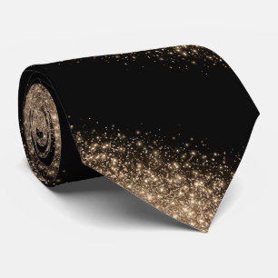 Elegante zwarte en gouden glitters ombre stropdas