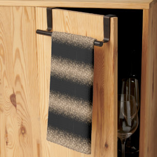 Elegante zwarte en gouden glitters ombre theedoek