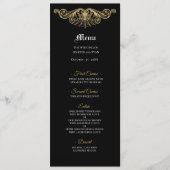 Elegante zwarte en gouden gotische trouwmenu menu (Voorkant)