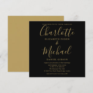 Elegante zwarte en gouden handtekening script brui kaart