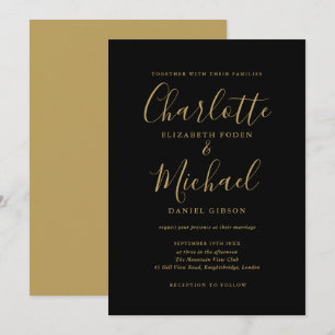 Elegante zwarte en gouden handtekening script brui kaart