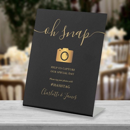 Elegante Zwarte En Gouden Handtekening Script Oh S Reclamebord Met Voetstuk