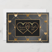 Elegante Zwarte en Gouden Harten Kaart (Voorkant)