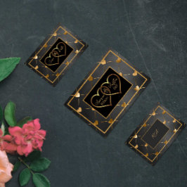 Elegante Zwarte en Gouden Harten  Kaart