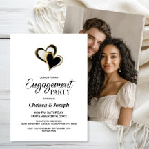 Elegante zwarte en gouden harten verlovingsfeest