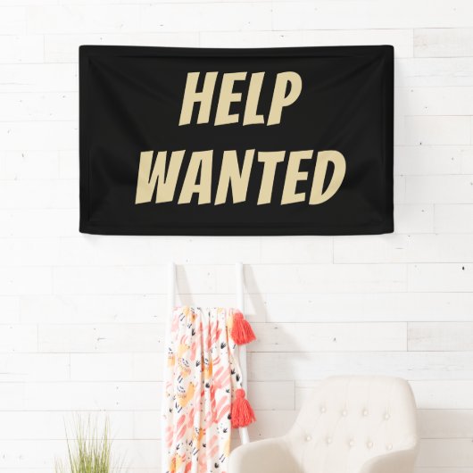 Elegante zwarte en gouden HELP GEWENST banner op m (Insitu)