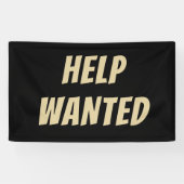 Elegante zwarte en gouden HELP GEWENST banner op m (Horizontaal)