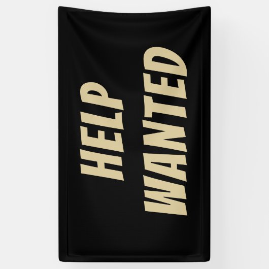 Elegante zwarte en gouden HELP GEWENST banner op m (Verticaal)