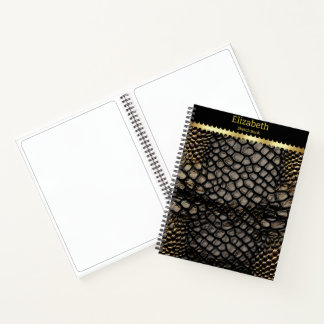 Elegante zwarte en gouden huid van een giftige sla notitieboek