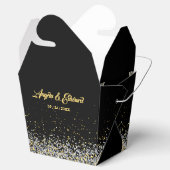 Elegante zwarte en gouden huwelijksgunstdoos bedankdoosjes (Geopend)