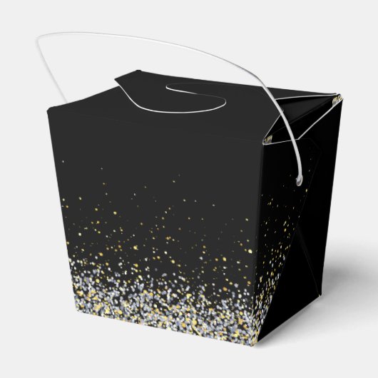 Elegante zwarte en gouden huwelijksgunstdoos bedankdoosjes (Achterkant)