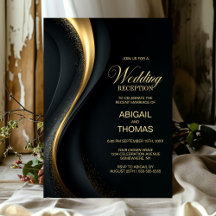 Elegante zwarte en gouden huwelijksreceptie