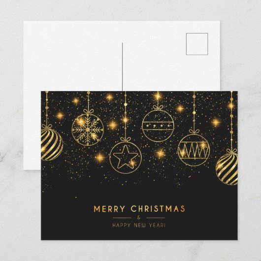 Elegante zwarte en gouden kerst Kaart (Voorkant / Achterkant)