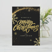 Elegante zwarte en gouden kerst sneeuwvlok Kaart (Staand voorkant)