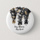 Elegante zwarte en gouden kerstbomen ronde button 5,7 cm (Voorkant)