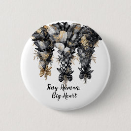 Elegante zwarte en gouden kerstbomen ronde button 5,7 cm