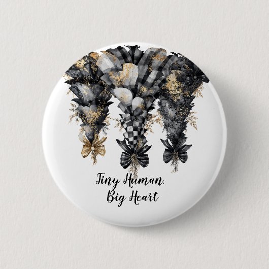 Elegante zwarte en gouden kerstbomen ronde button 5,7 cm (Voorkant)