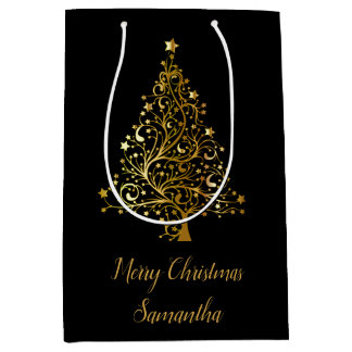 Elegante Zwarte En Gouden Kerstboom Cadeautas