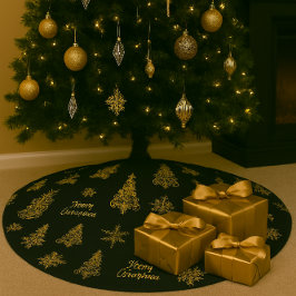 Elegante Zwarte en Gouden Kerstboom Rok