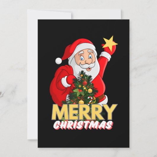 Elegante zwarte en gouden kerstfeestuitnodiging kaart (Achterkant)