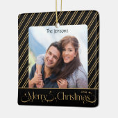 Elegante zwarte en gouden kerstfoto keramisch ornament (Links)