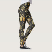 Elegante zwarte en gouden kerstkous vakantie leggings (Rechts)