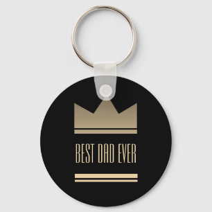Elegante Zwarte en Gouden Koningskroon Beste Papa  Sleutelhanger