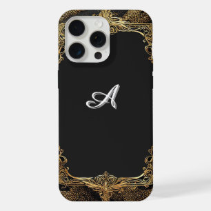 Elegante zwarte en gouden lijst iPhone 15 pro max case
