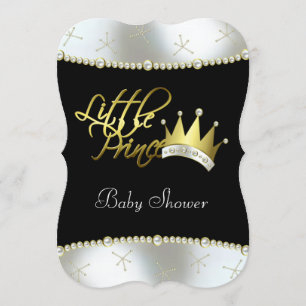 Elegante Zwarte en Gouden Little Prince Baby Showe Kaart