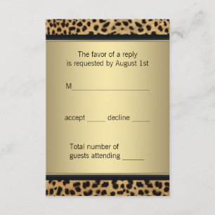 Elegante zwarte en gouden luipaard RSVP Kaartje